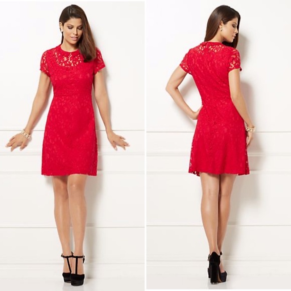 Eva Mendes New York & Company Red Lace Dress, 0 - Picture 8 of 8